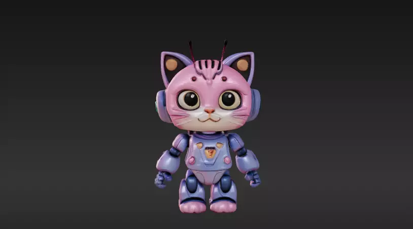 Robot Cat 3D Model - Game Ready - Low poly Low-poly 3D model_0