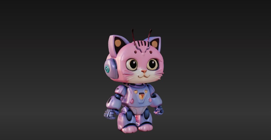 Robot Cat 3D Model - Game Ready - Low poly Low-poly 3D model_5
