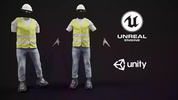 Construction Worker Cloth Game Ready - Man