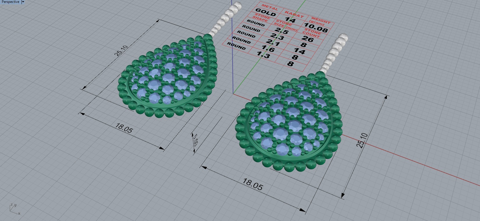 18kt yellow gold Serpent Boheme diamond earrings Boucheron 3D print model_4