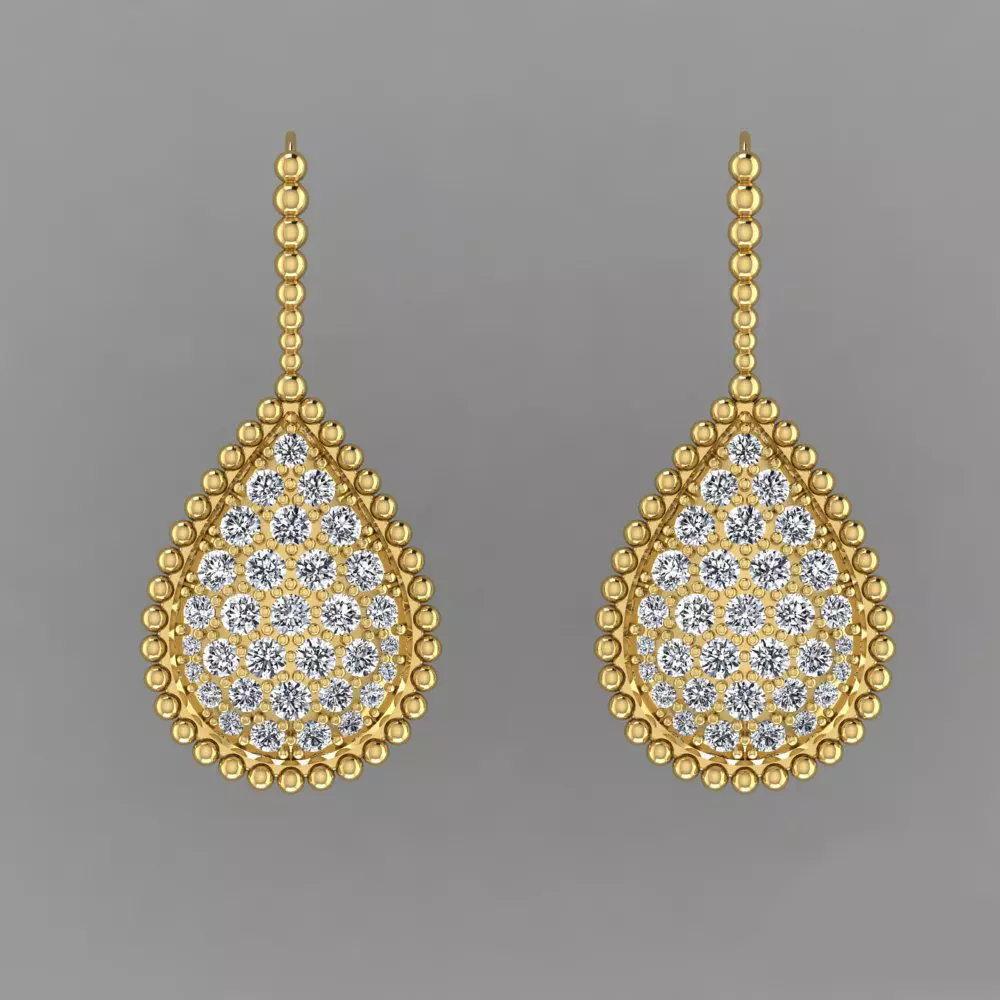 18kt yellow gold Serpent Boheme diamond earrings Boucheron 3D print model_0