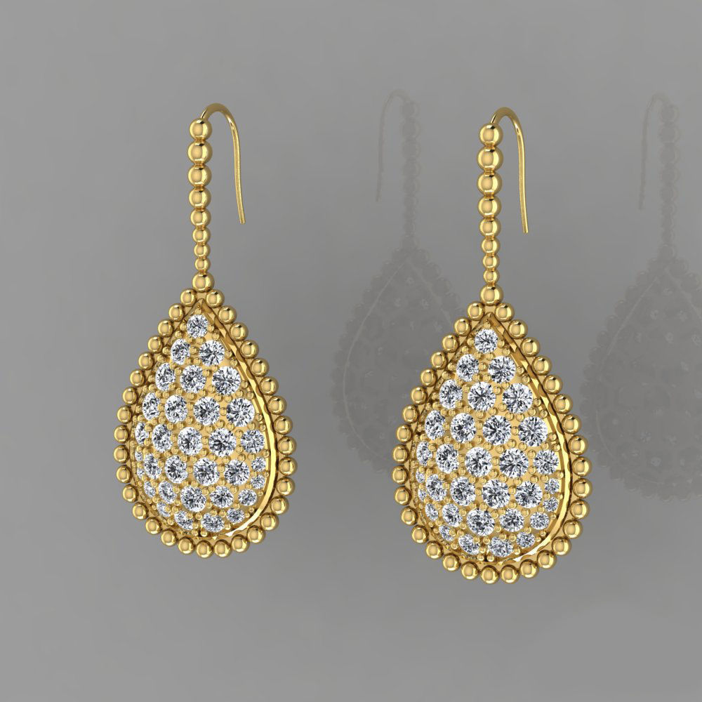 18kt yellow gold Serpent Boheme diamond earrings Boucheron 3D print model_1