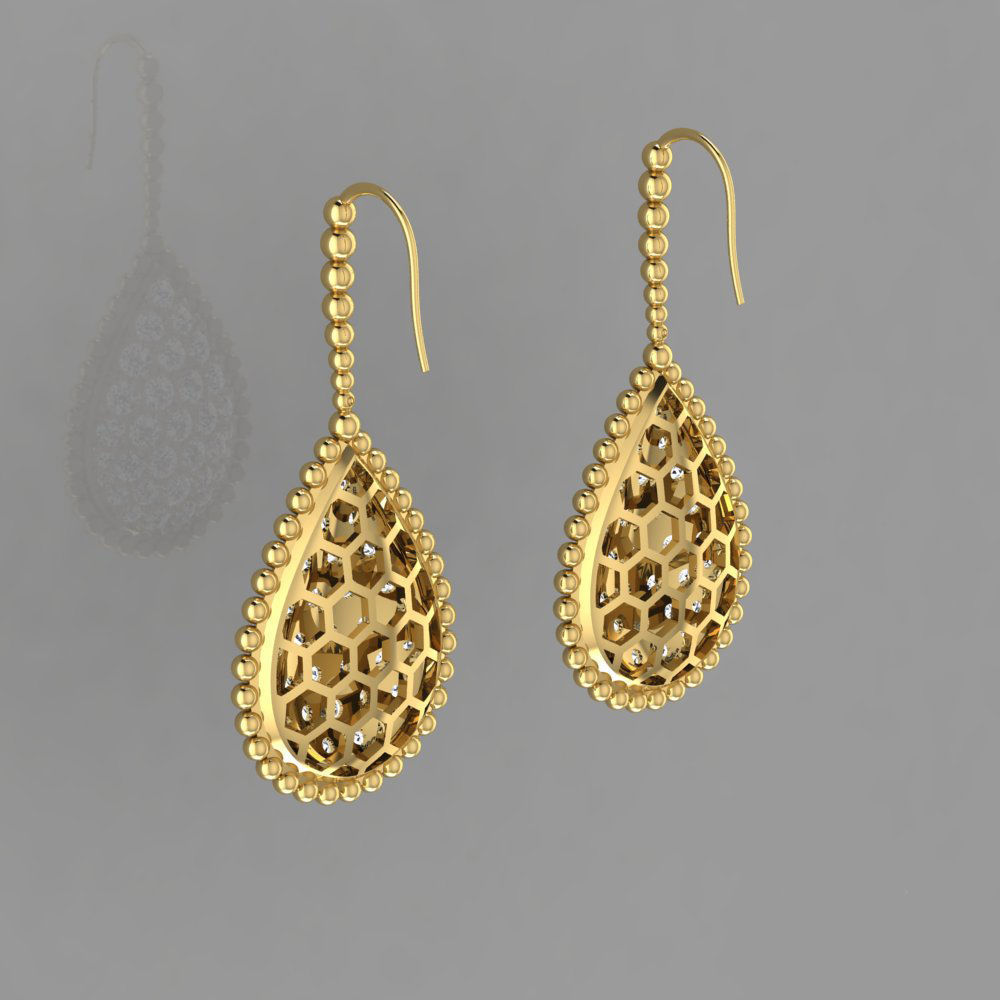 18kt yellow gold Serpent Boheme diamond earrings Boucheron 3D print model_2