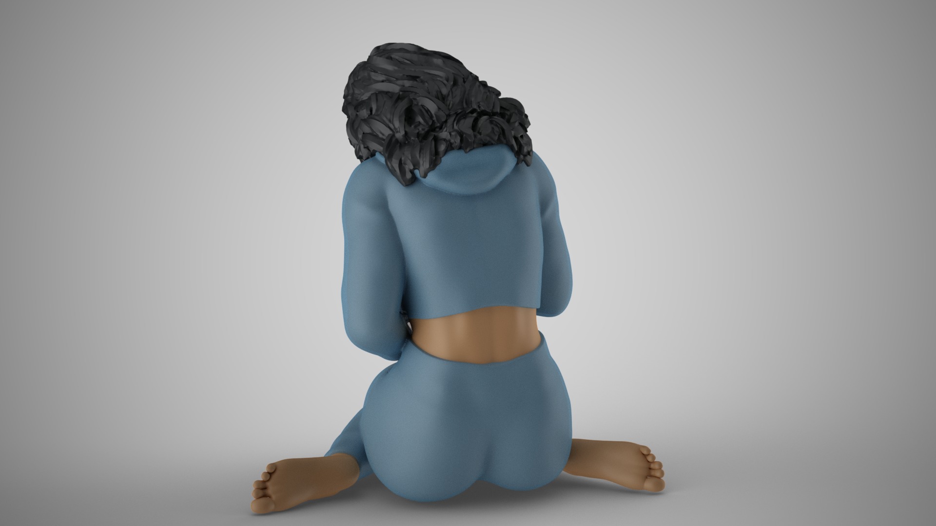 Woman Hugging her Rabbit 3D print model_7