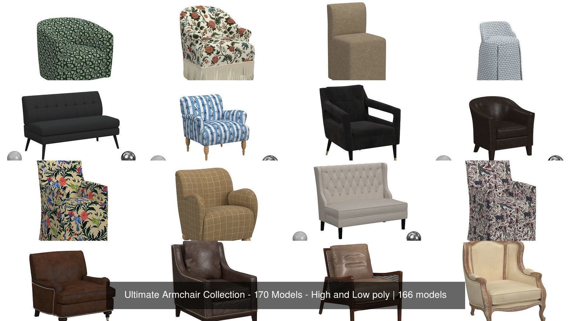 Ultimate Armchair Collection - 170 Models - High and Low poly _18