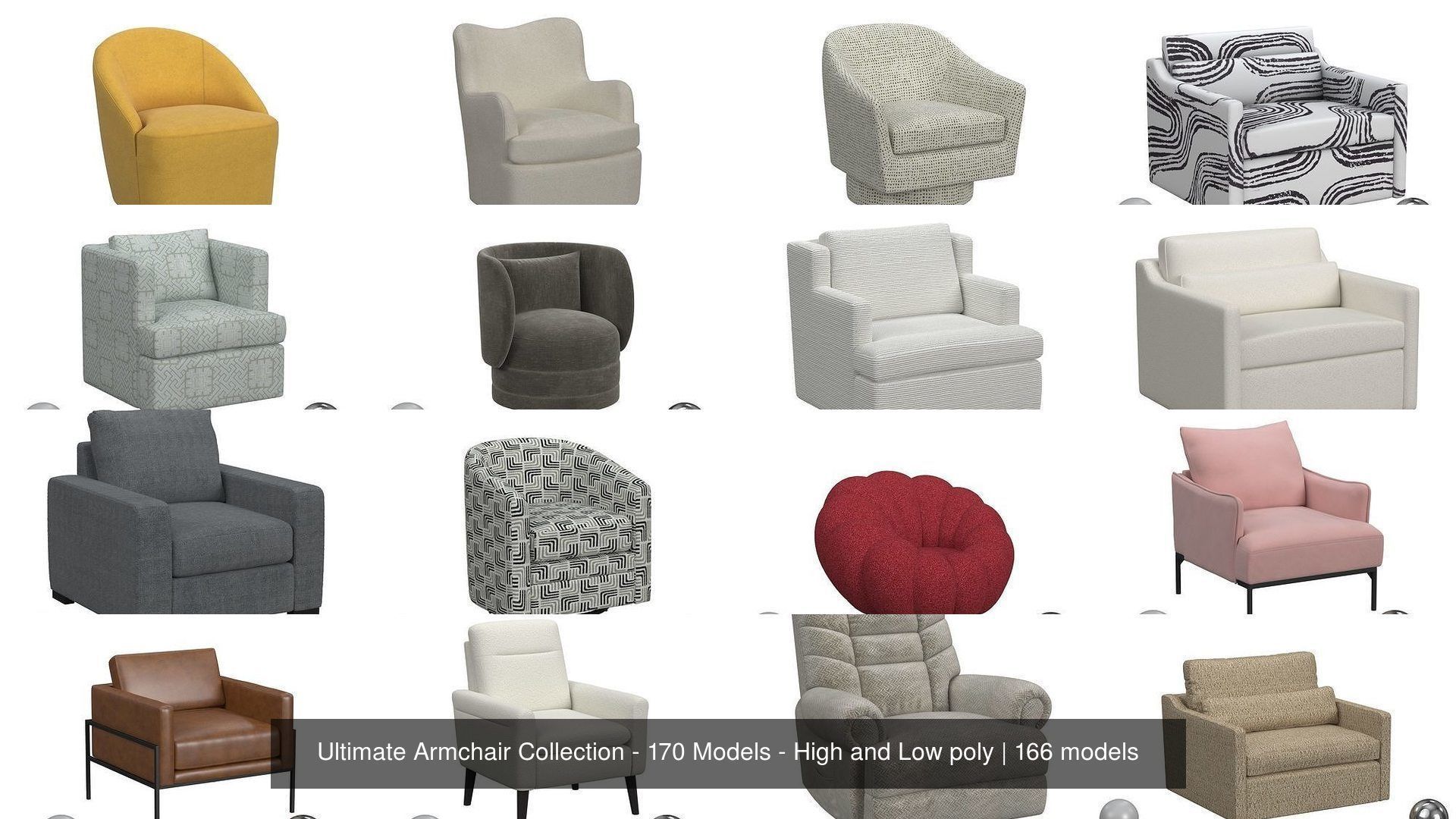 Ultimate Armchair Collection - 170 Models - High and Low poly _12