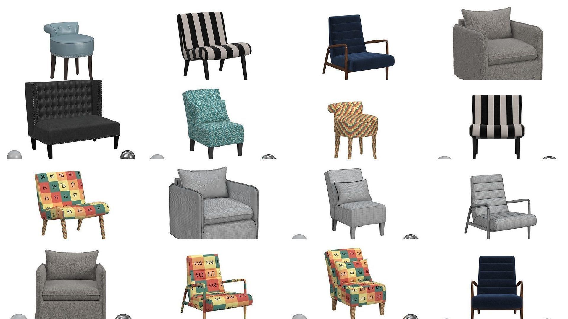 Ultimate Armchair Collection - 170 Models - High and Low poly _19