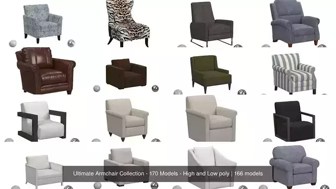 Ultimate Armchair Collection - 170 Models - High and Low poly 