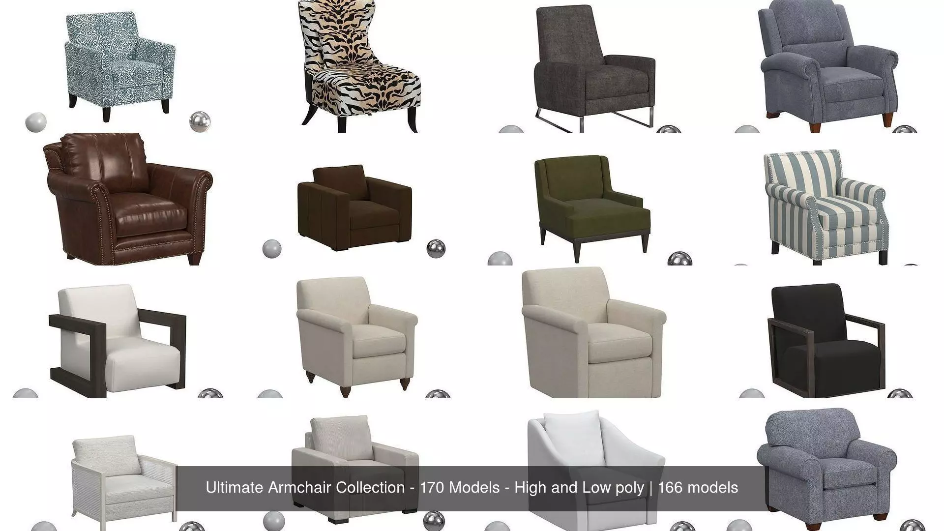 Ultimate Armchair Collection - 170 Models - High and Low poly _0