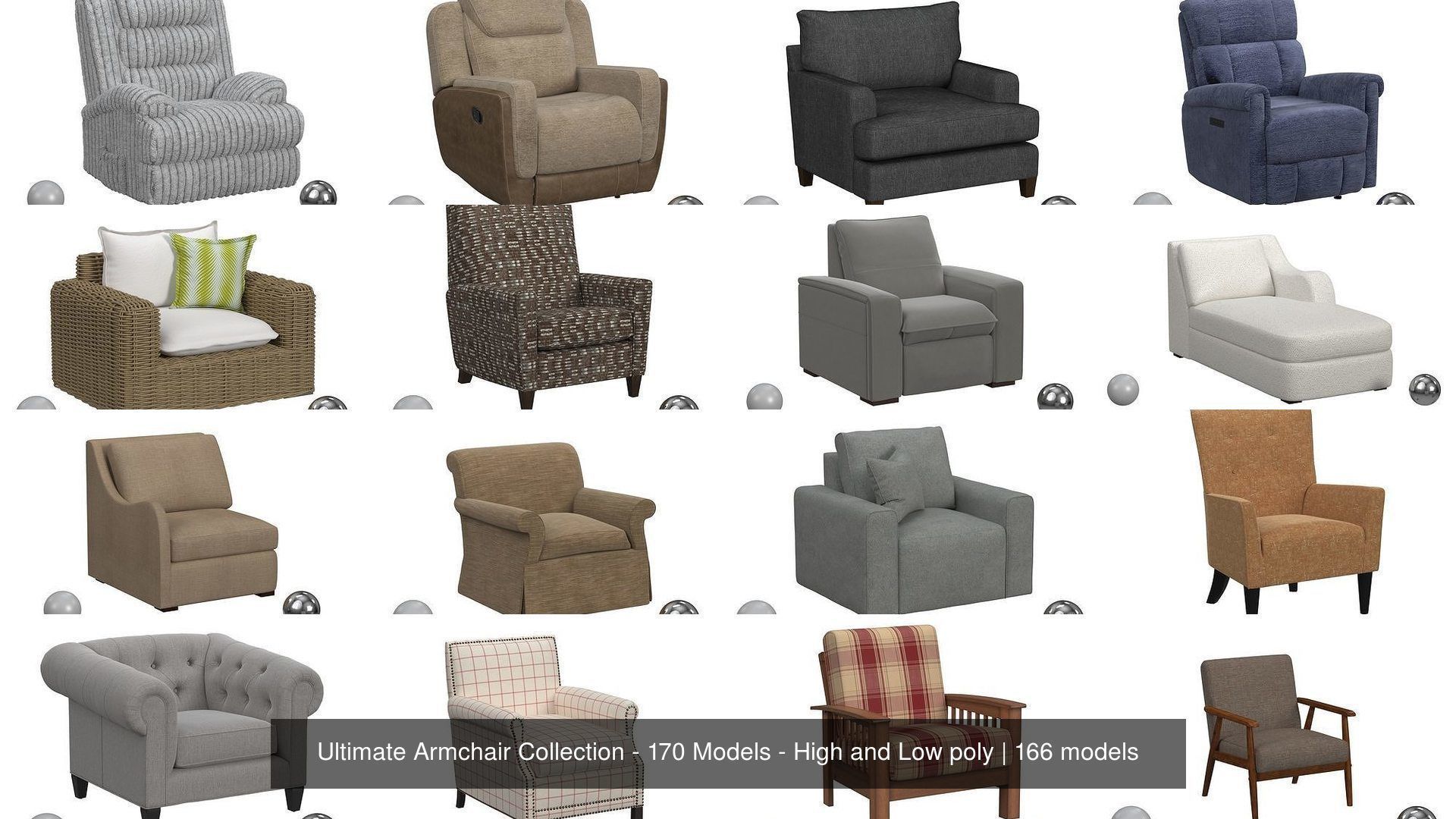 Ultimate Armchair Collection - 170 Models - High and Low poly _16