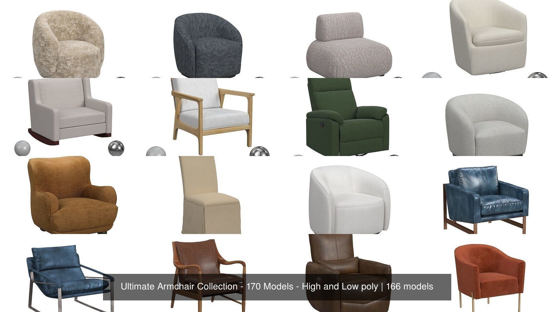 Ultimate Armchair Collection - 170 Models - High and Low poly _10