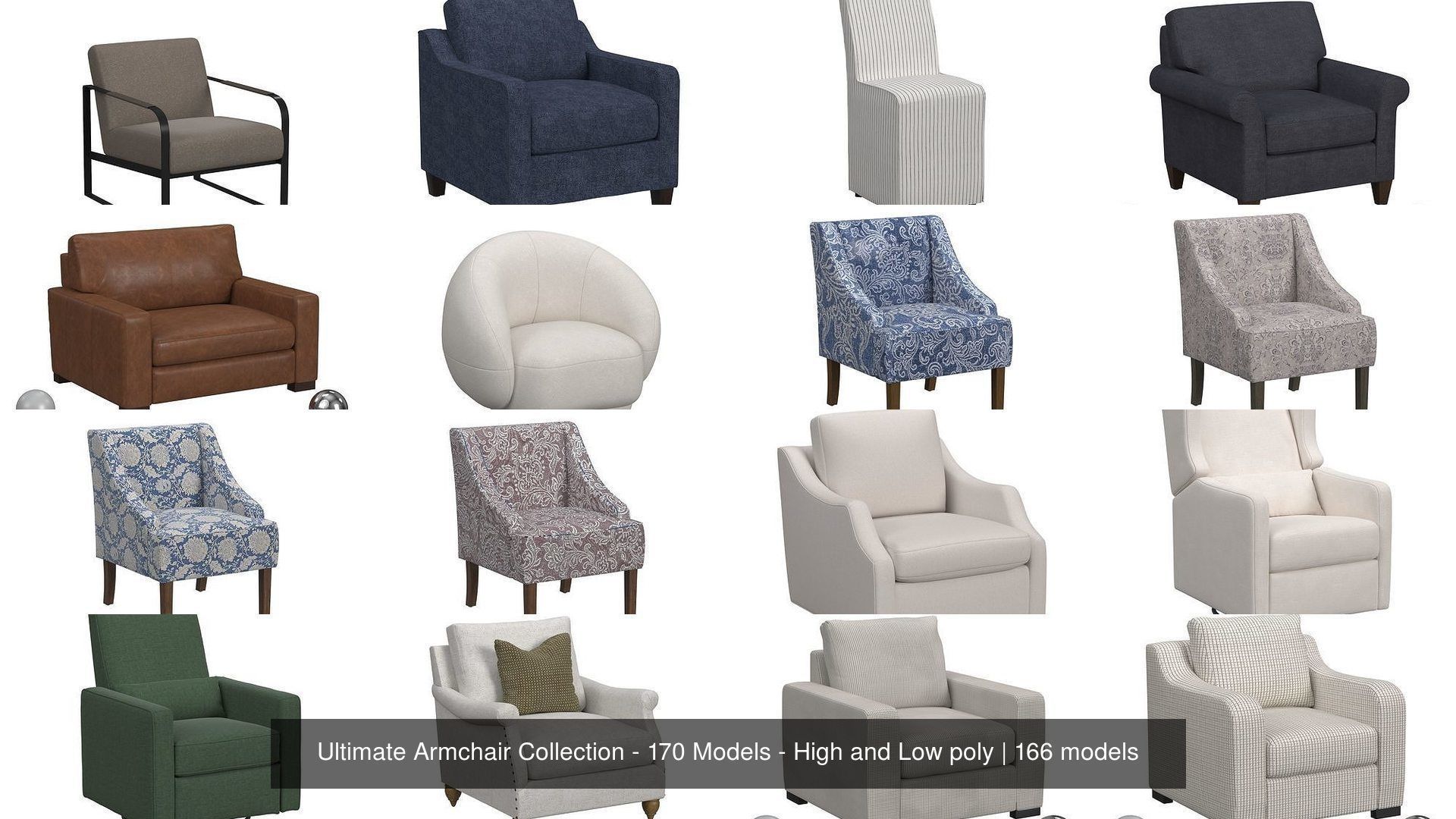 Ultimate Armchair Collection - 170 Models - High and Low poly _6