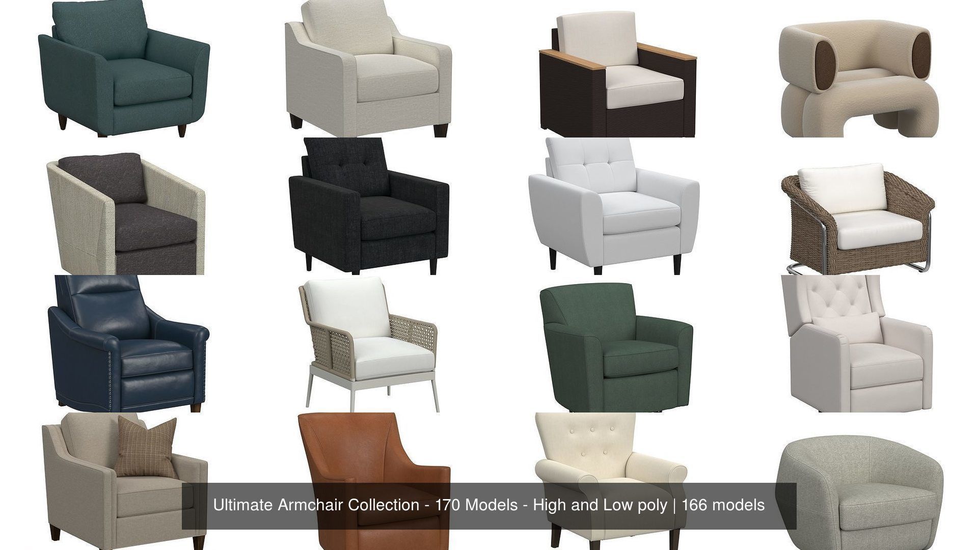 Ultimate Armchair Collection - 170 Models - High and Low poly _8