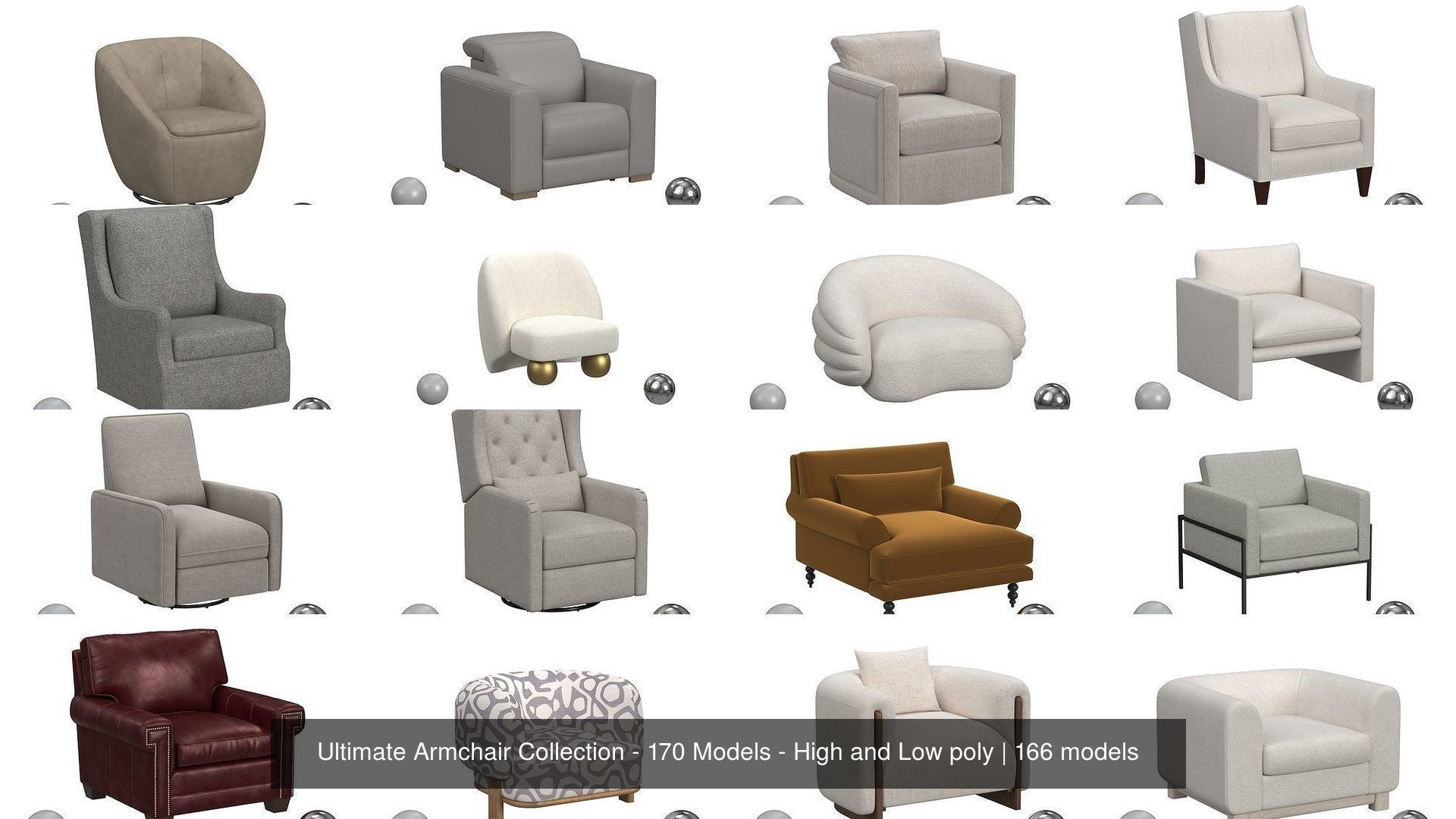 Ultimate Armchair Collection - 170 Models - High and Low poly _2