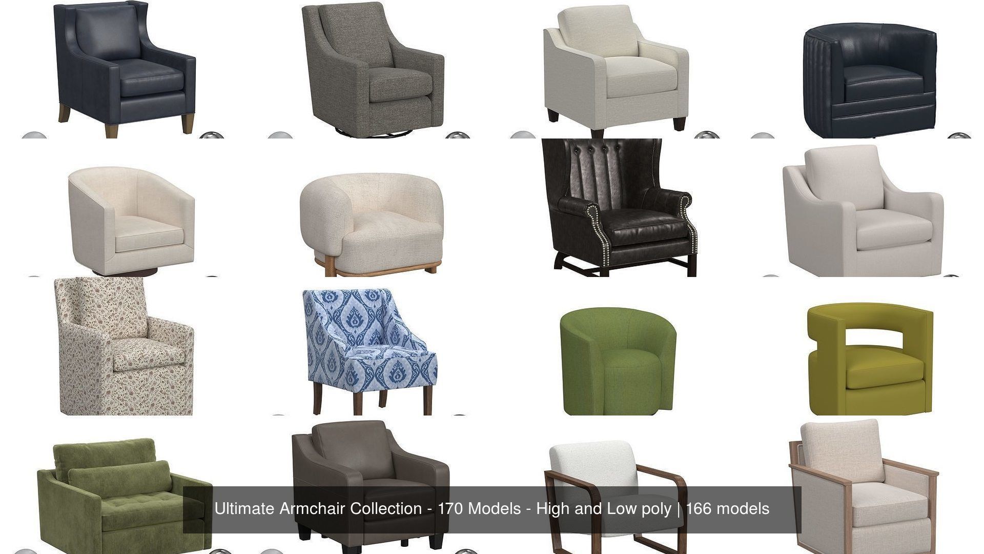 Ultimate Armchair Collection - 170 Models - High and Low poly _4