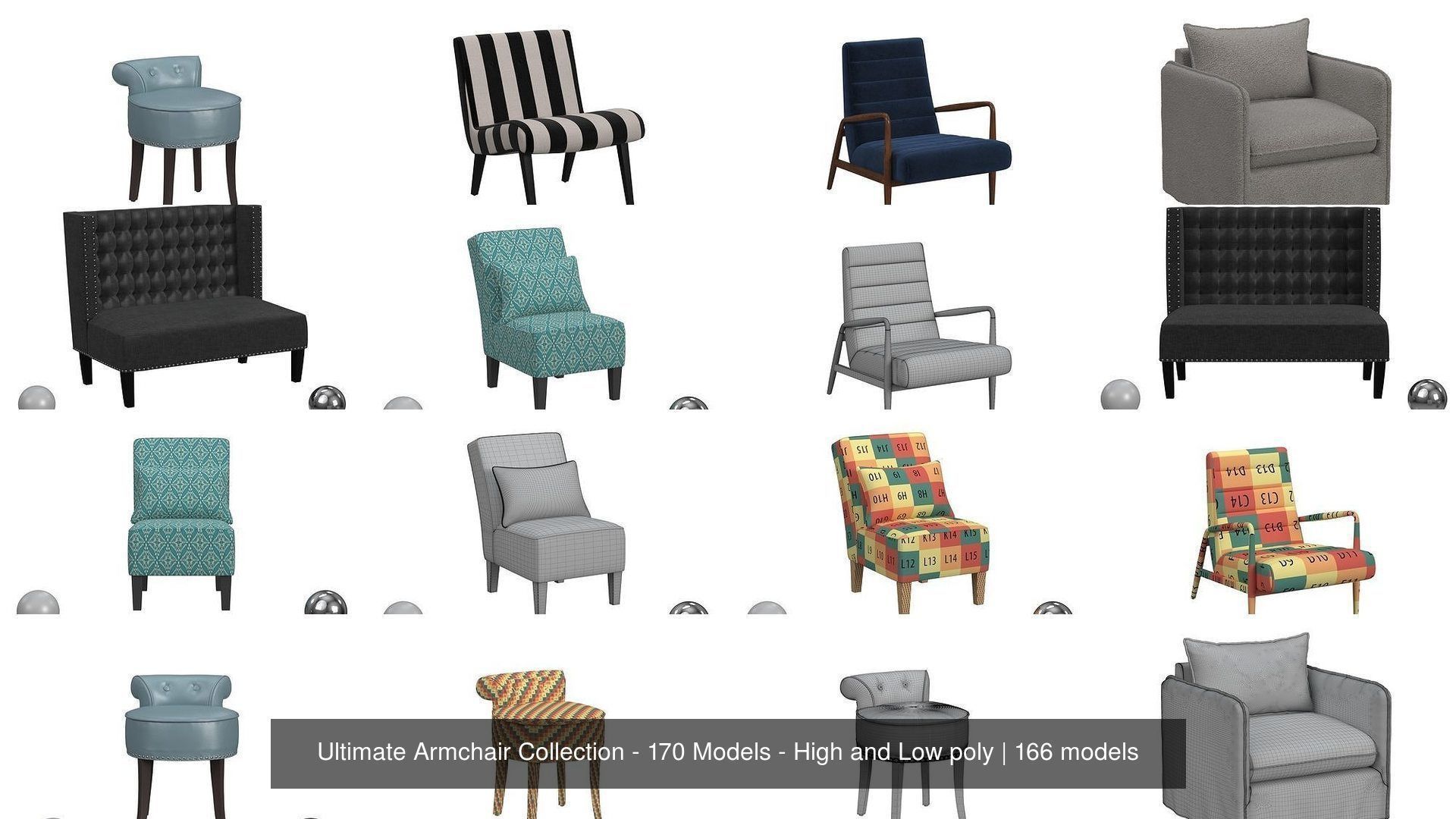 Ultimate Armchair Collection - 170 Models - High and Low poly _20