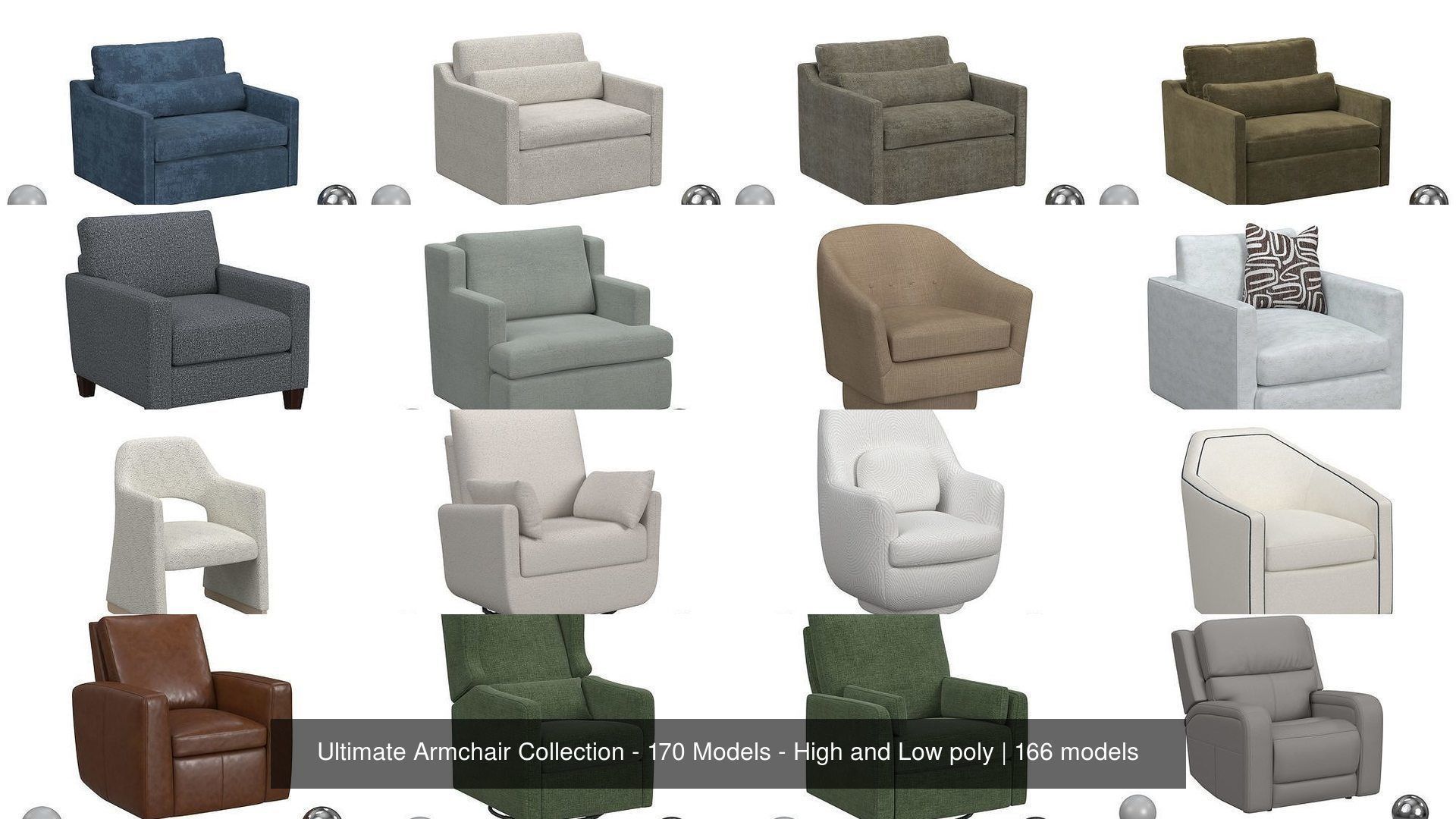 Ultimate Armchair Collection - 170 Models - High and Low poly _14