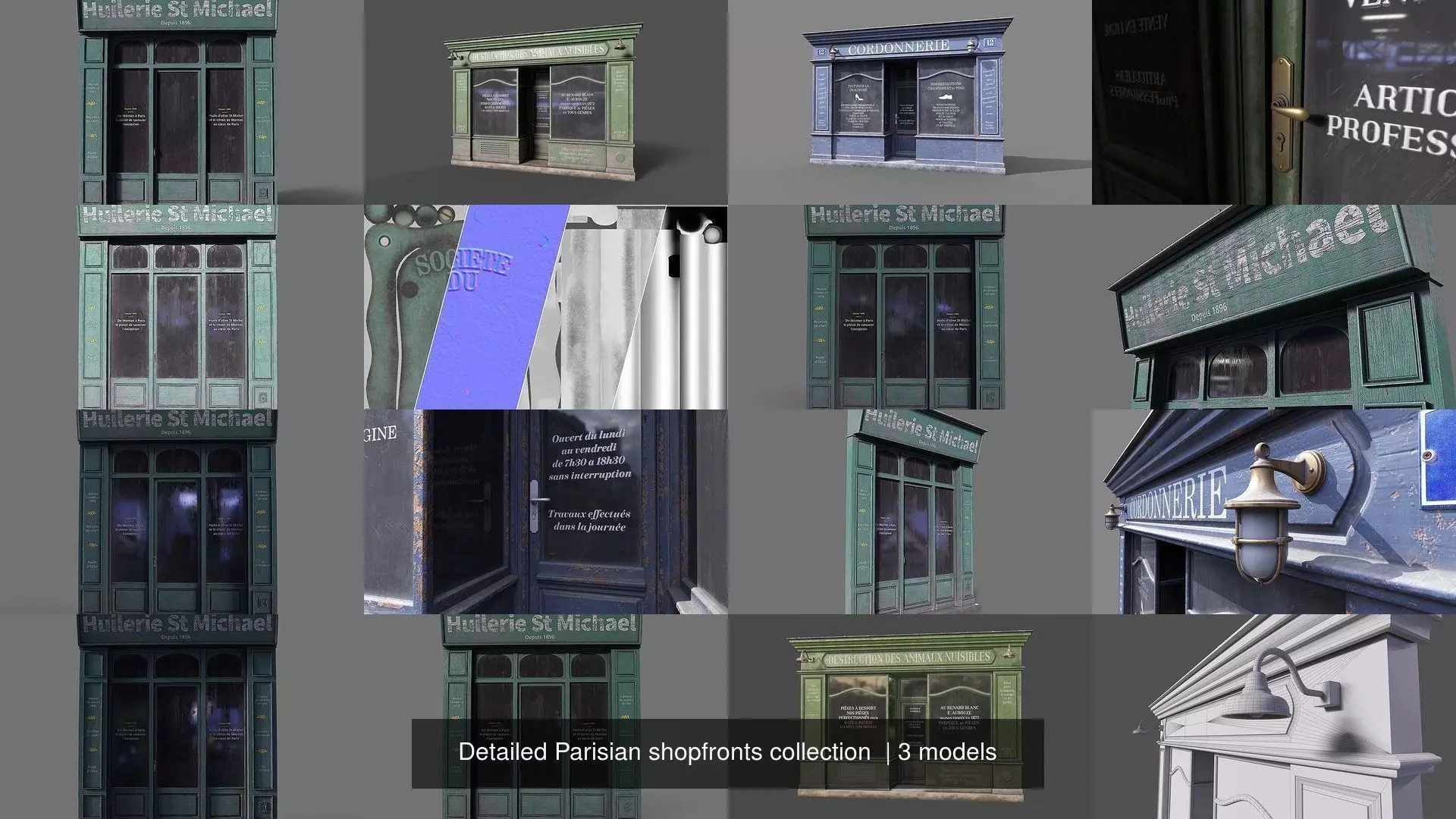 Detailed Parisian shopfronts collection  _0