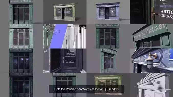 Detailed Parisian shopfronts collection  