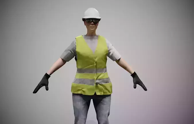 Construction Worker - Rigged- Woman -Low Poly 3D Character Model