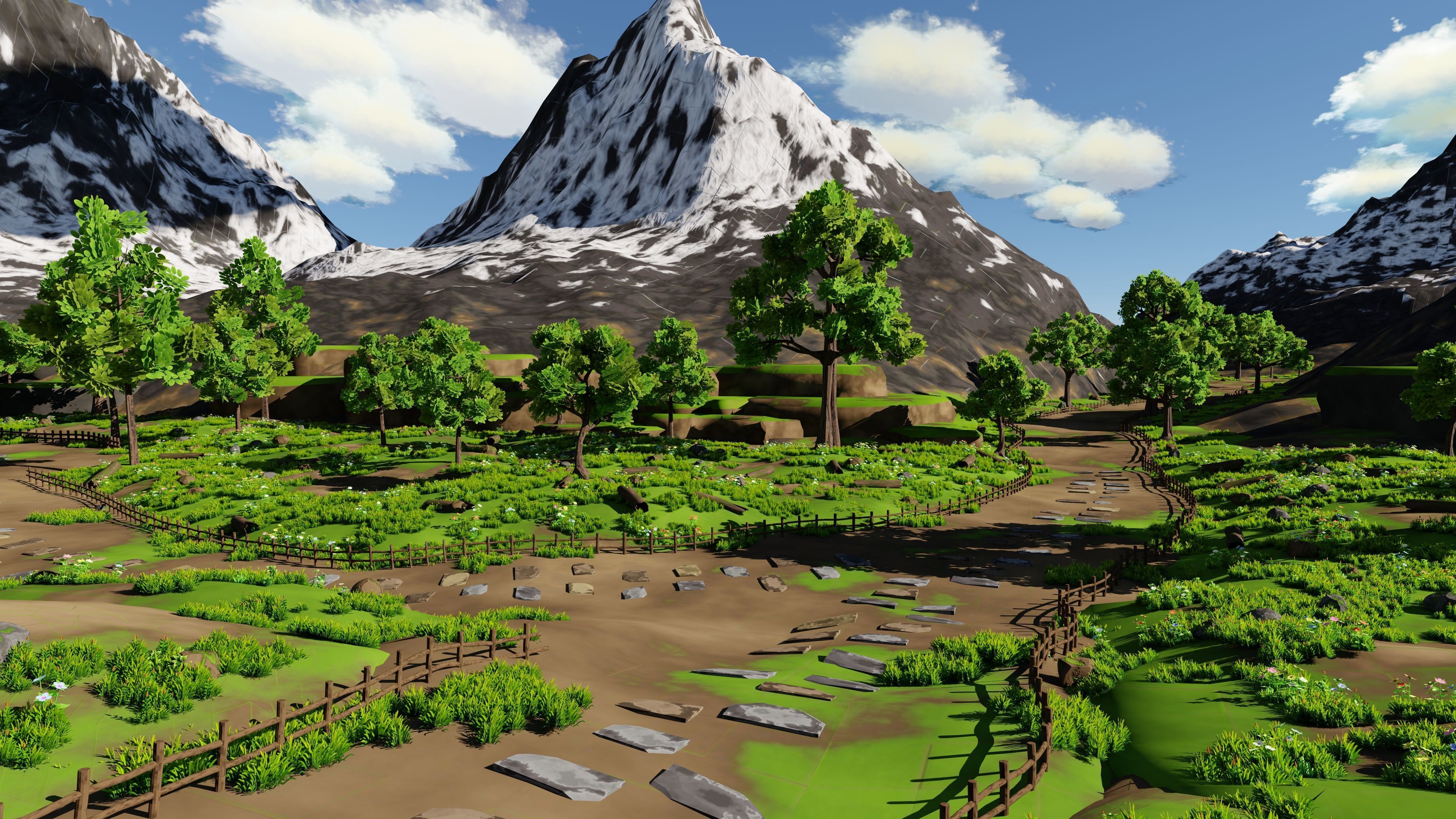 Fantasy Medieval Small Town Scene 3D model_19