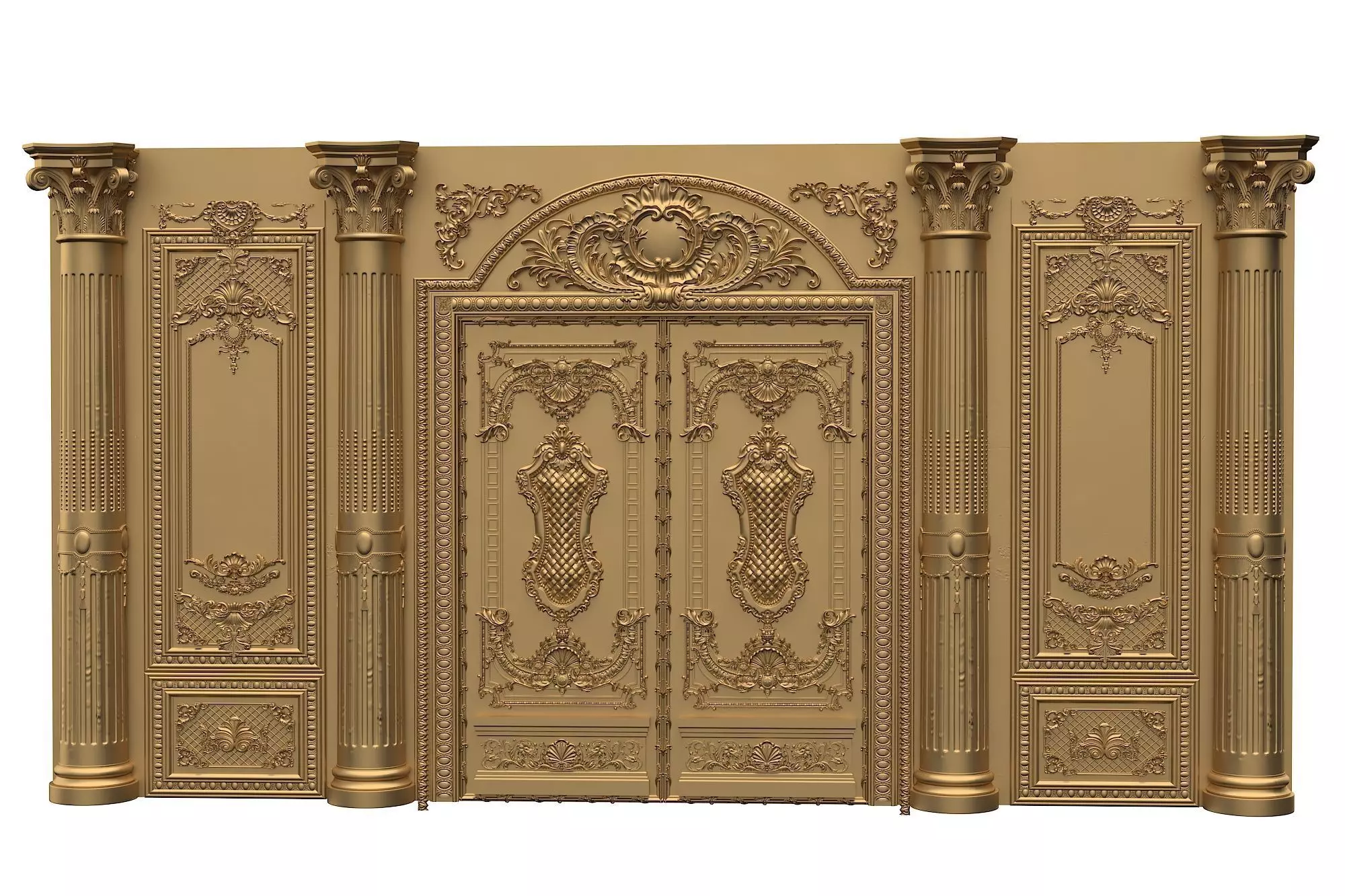 Classic Door Royal style gold plated 1 3D model_0
