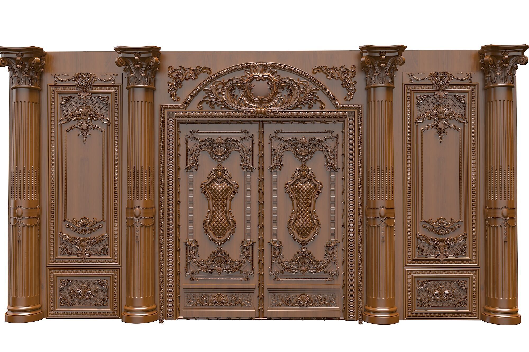 Classic Door Royal style gold plated 1 3D model_2