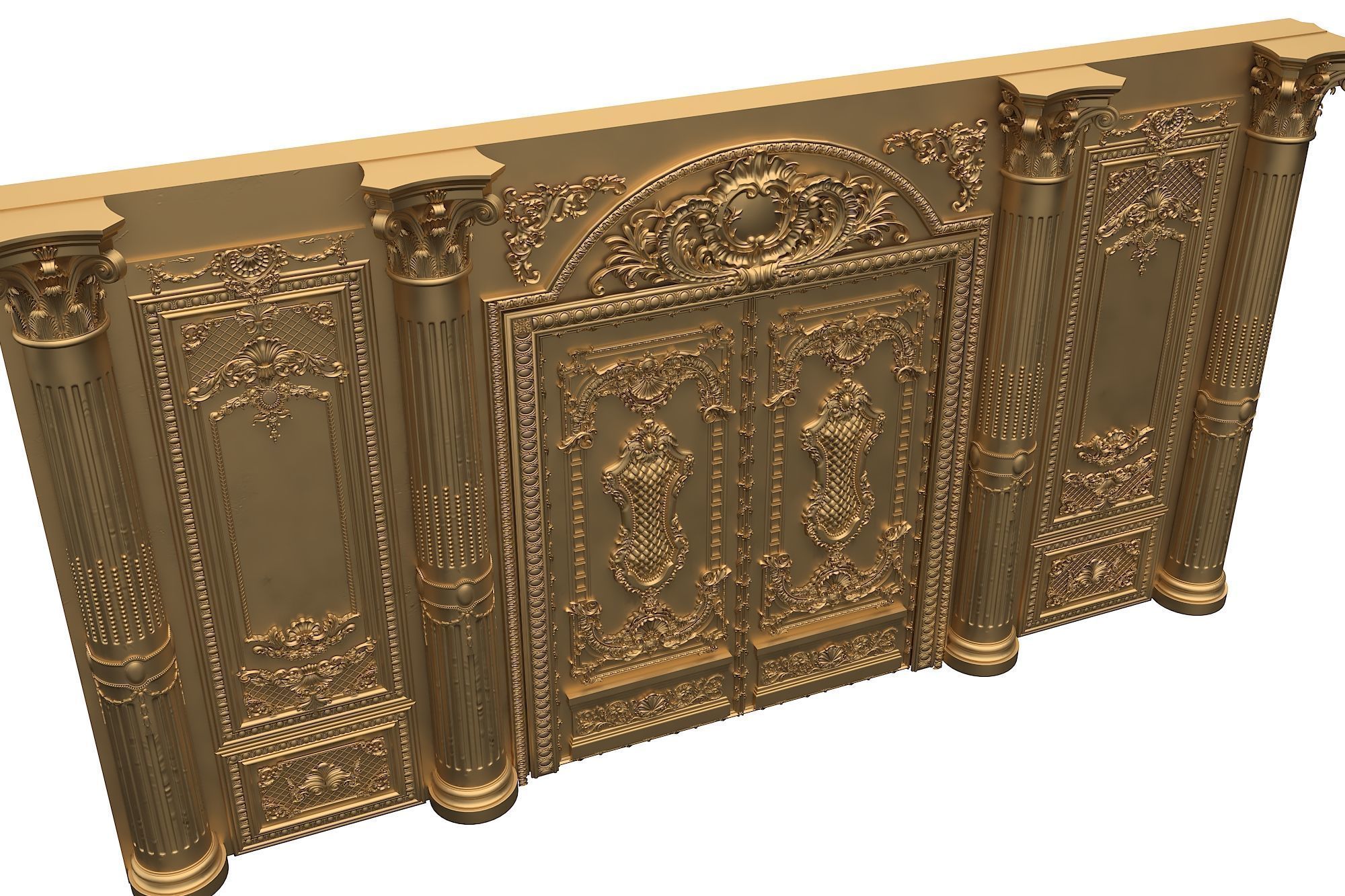 Classic Door Royal style gold plated 1 3D model_1