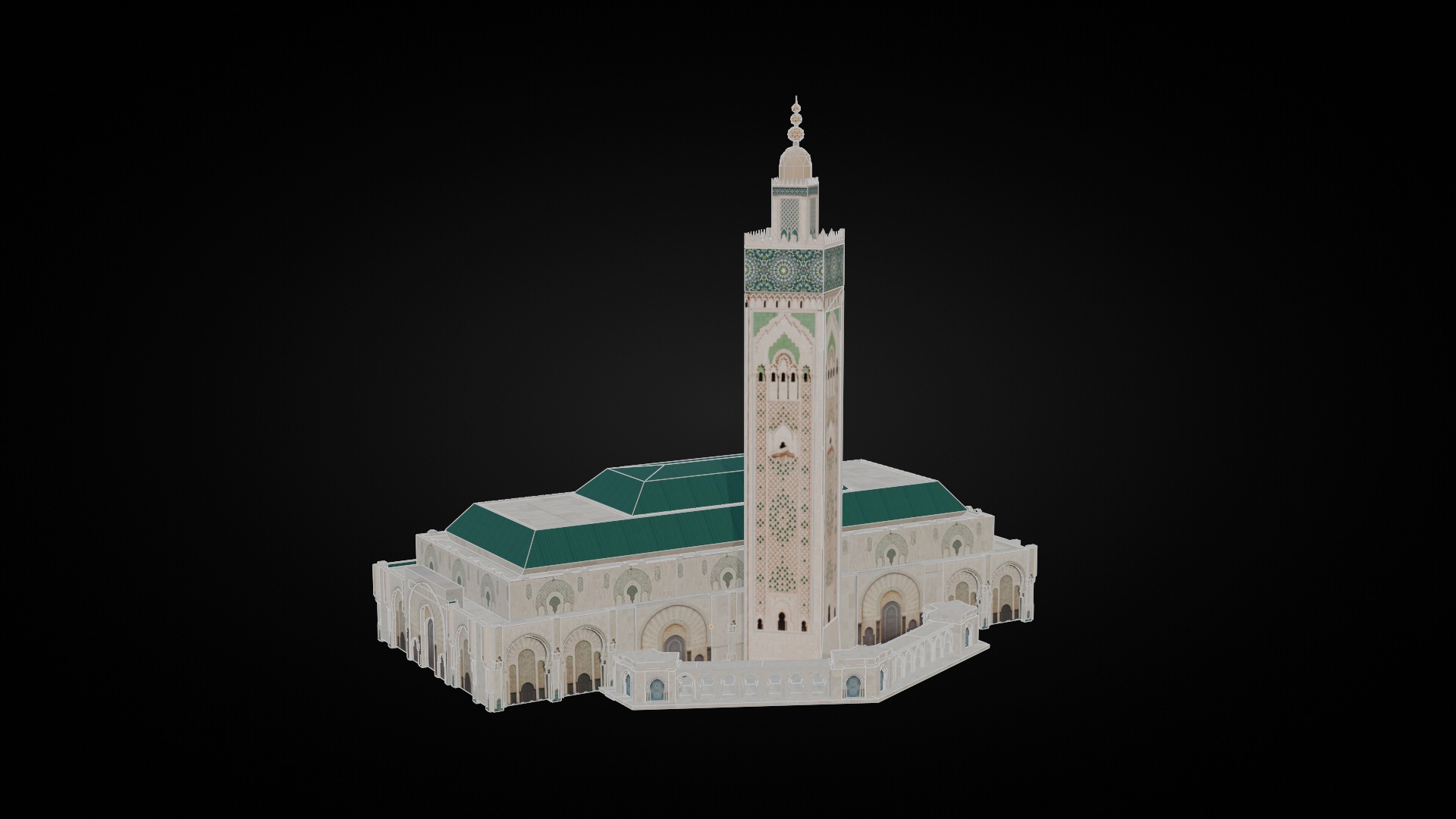 Low Poly Mosque Hassan 2 - Morocco Low-poly 3D model_2