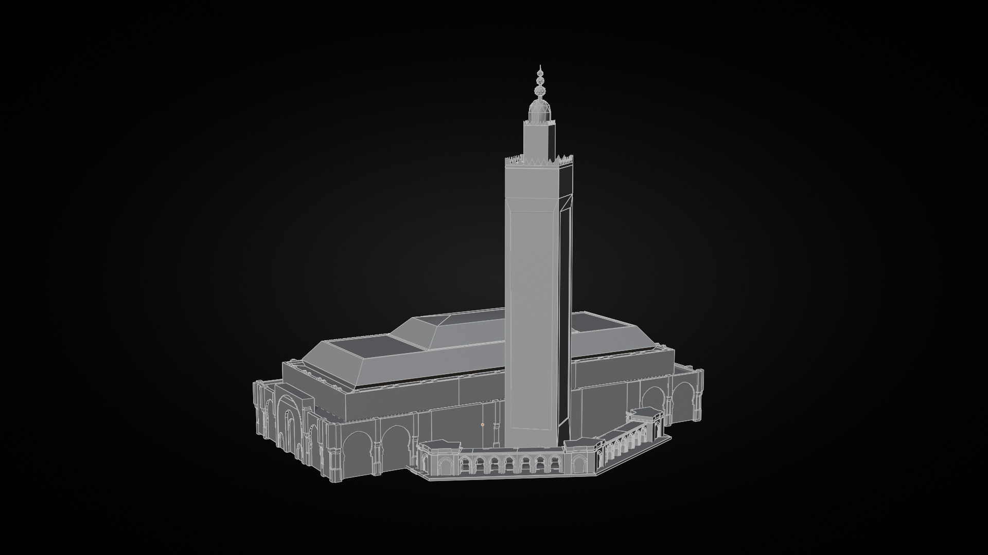 Low Poly Mosque Hassan 2 - Morocco Low-poly 3D model_4
