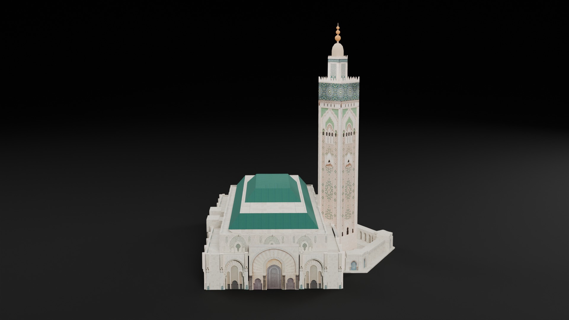 Low Poly Mosque Hassan 2 - Morocco Low-poly 3D model_5