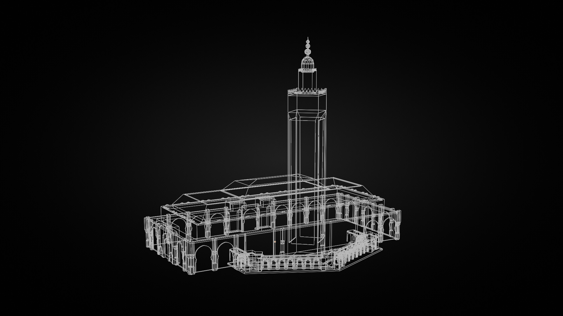 Low Poly Mosque Hassan 2 - Morocco Low-poly 3D model_3