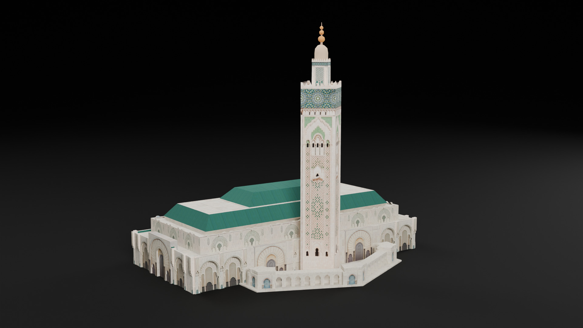 Low Poly Mosque Hassan 2 - Morocco Low-poly 3D model_7