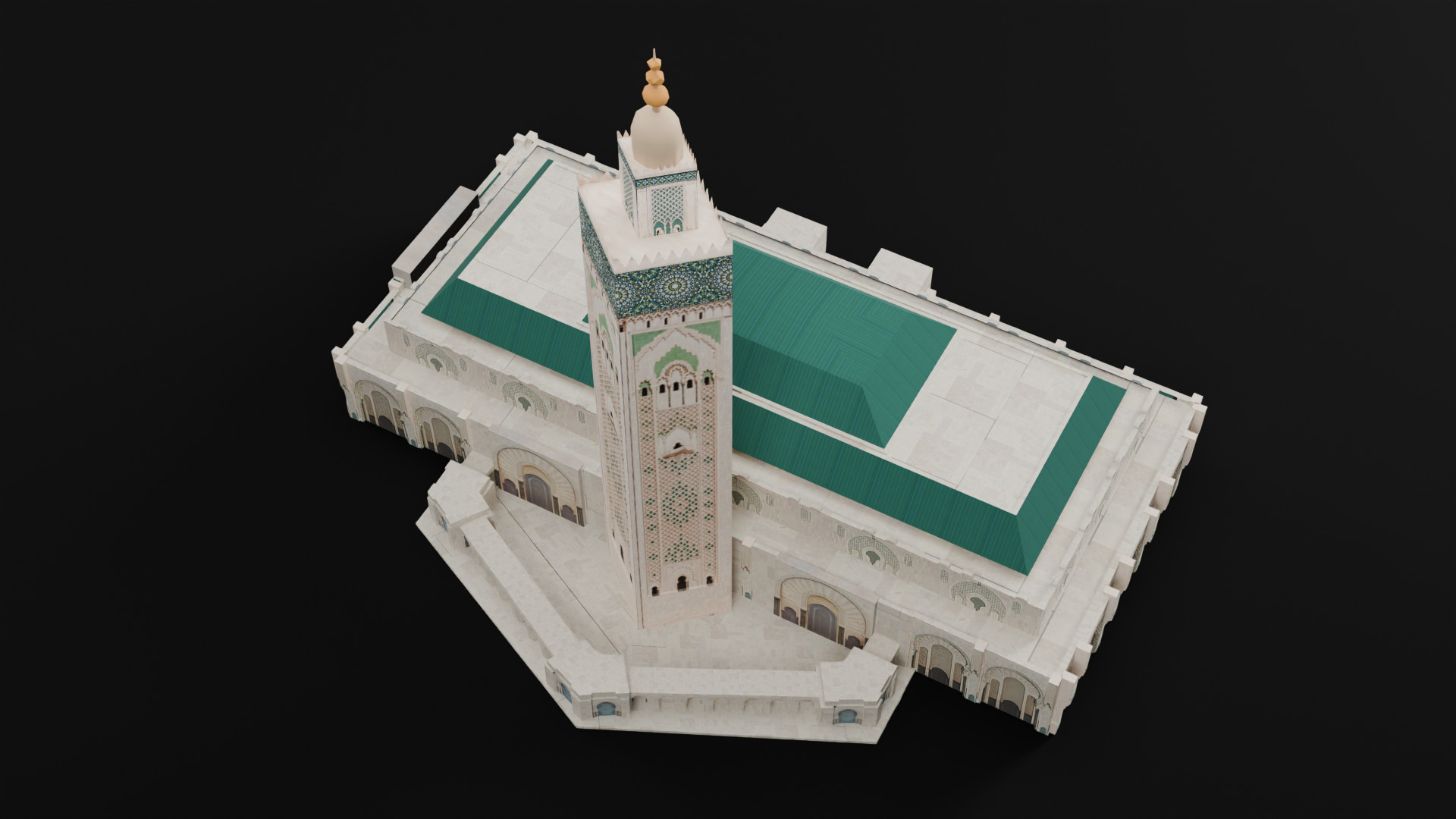 Low Poly Mosque Hassan 2 - Morocco Low-poly 3D model_1