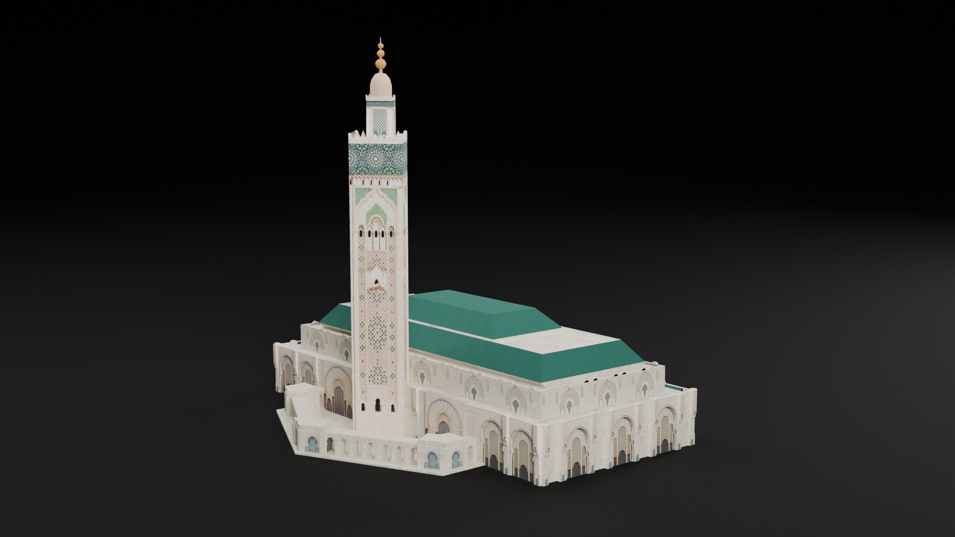 Low Poly Mosque Hassan 2 - Morocco Low-poly 3D model_8