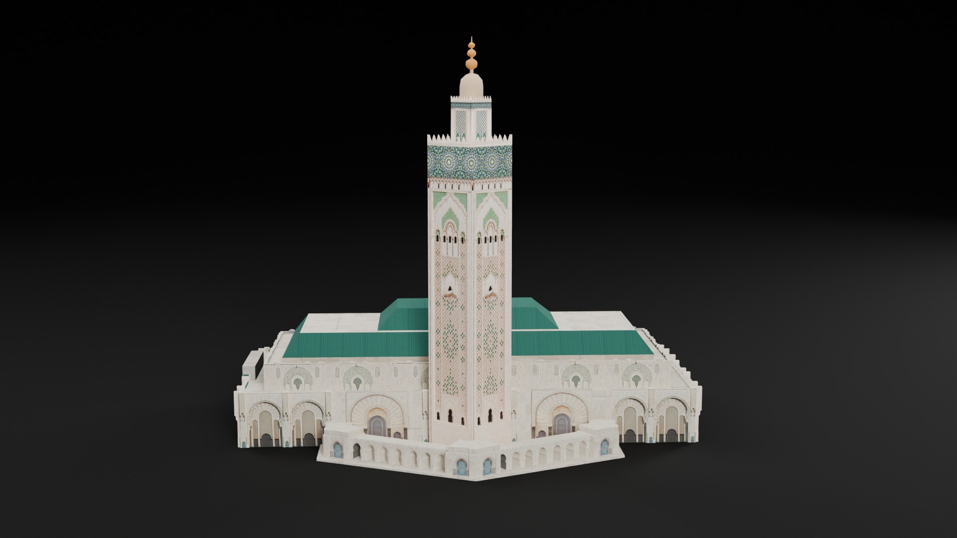 Low Poly Mosque Hassan 2 - Morocco Low-poly 3D model_6