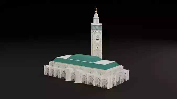 Low Poly Mosque Hassan 2 - Morocco Low-poly 3D model