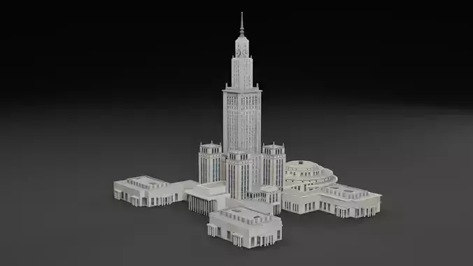 Low Poly Palace of Culture and Science WARSAW - Poland Low-poly 3D model