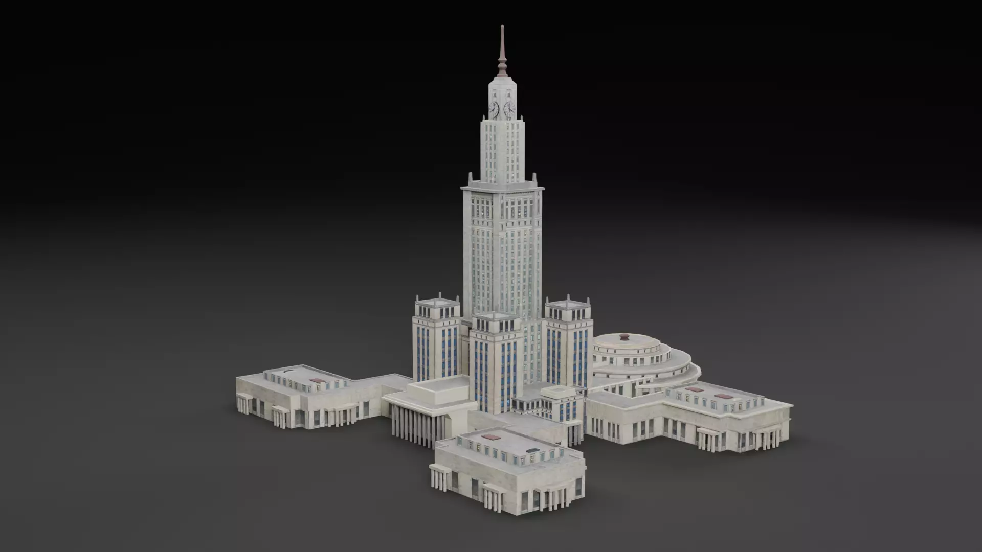 Low Poly Palace of Culture and Science WARSAW - Poland Low-poly 3D model_0