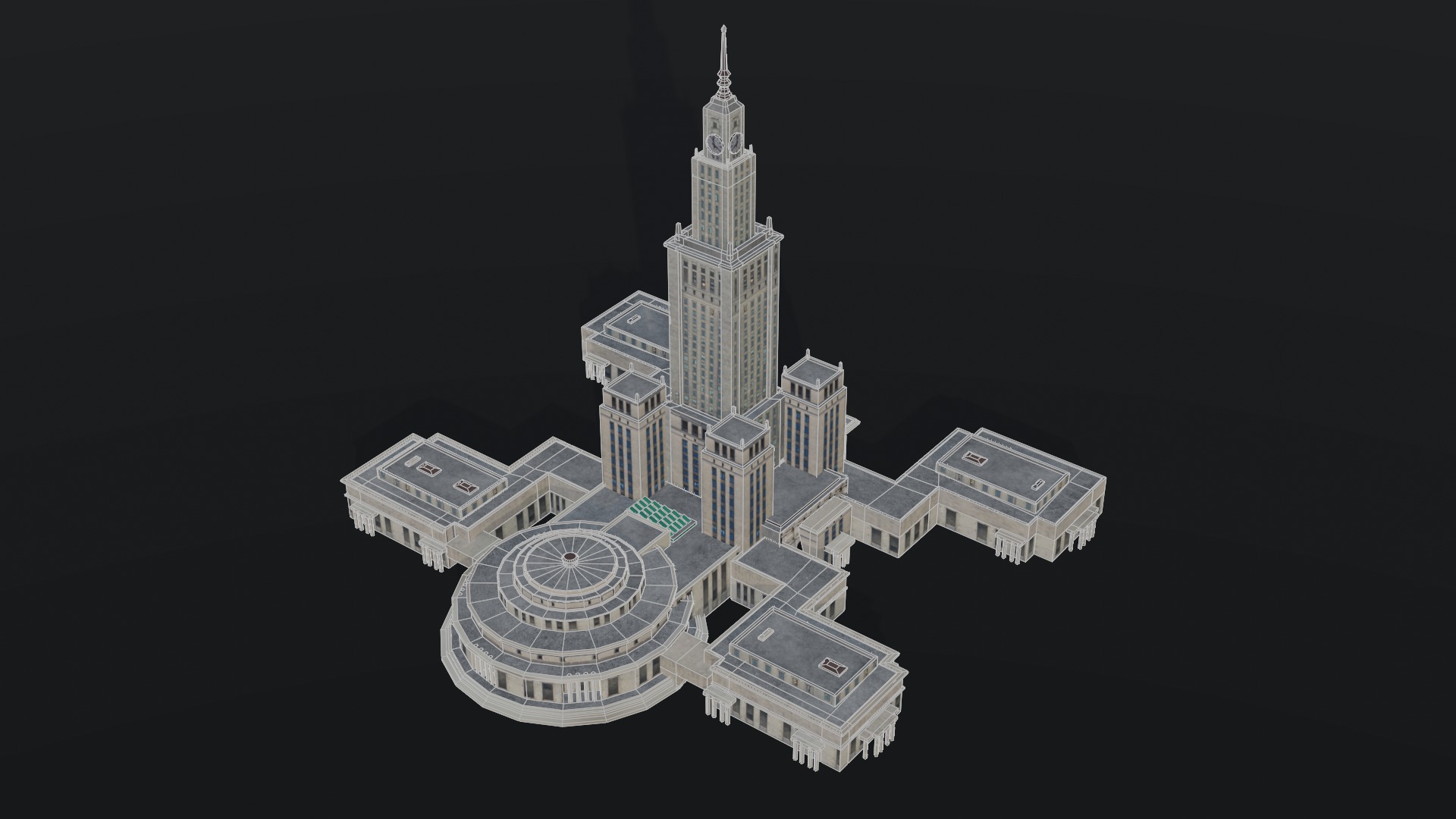 Low Poly Palace of Culture and Science WARSAW - Poland Low-poly 3D model_2