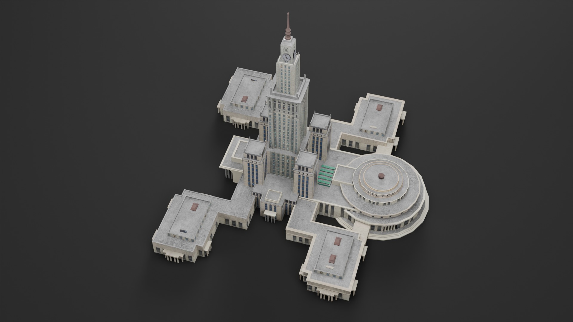 Low Poly Palace of Culture and Science WARSAW - Poland Low-poly 3D model_5