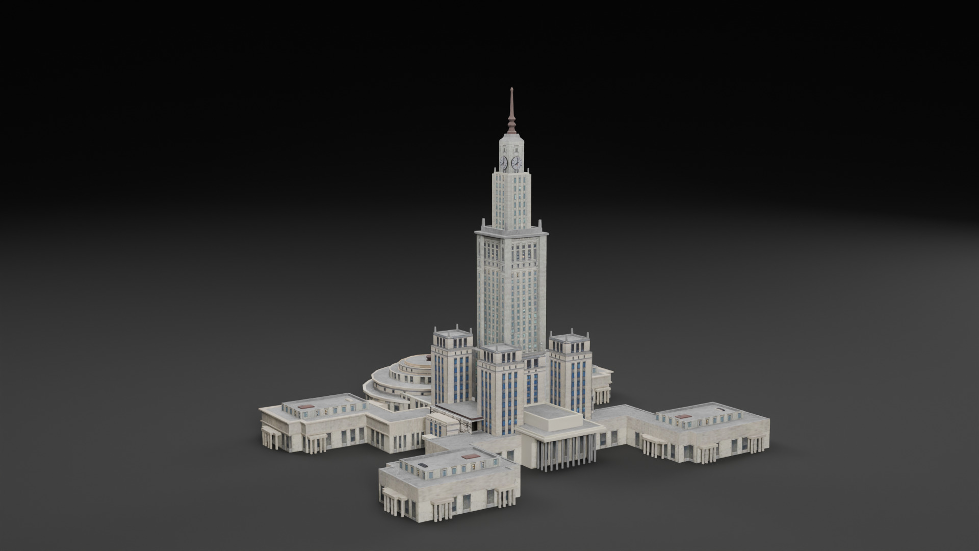 Low Poly Palace of Culture and Science WARSAW - Poland Low-poly 3D model_7