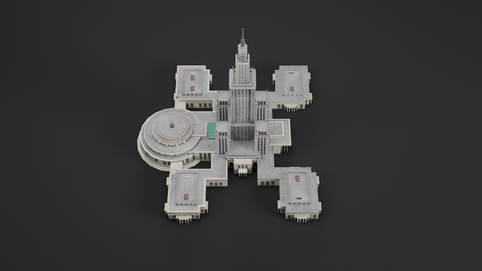 Low Poly Palace of Culture and Science WARSAW - Poland Low-poly 3D model_6