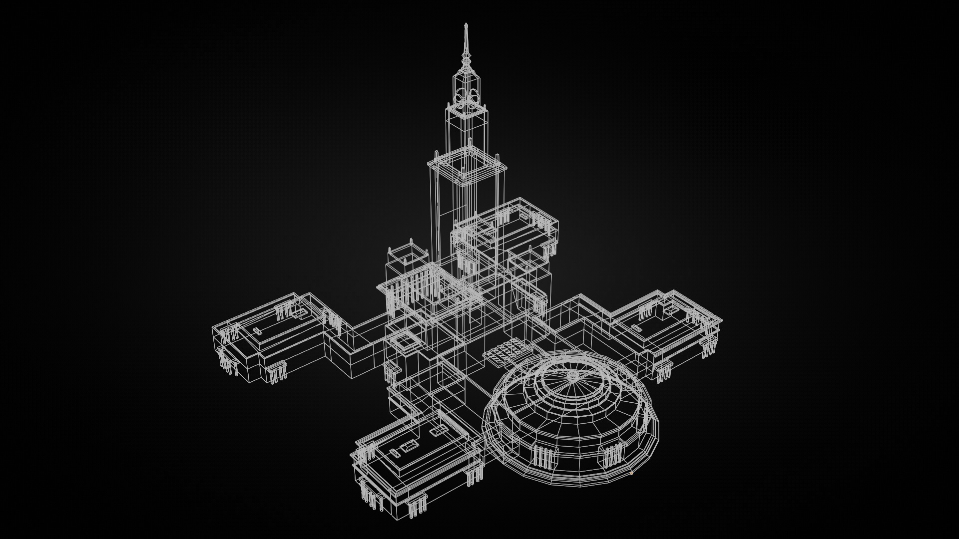 Low Poly Palace of Culture and Science WARSAW - Poland Low-poly 3D model_3