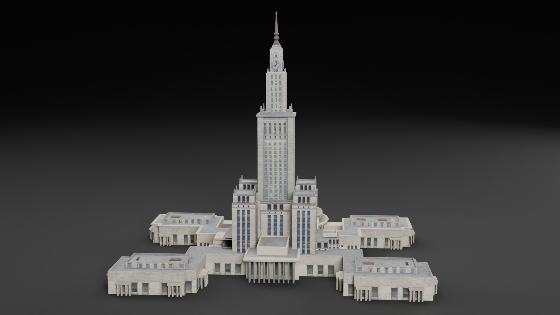 Low Poly Palace of Culture and Science WARSAW - Poland Low-poly 3D model_8