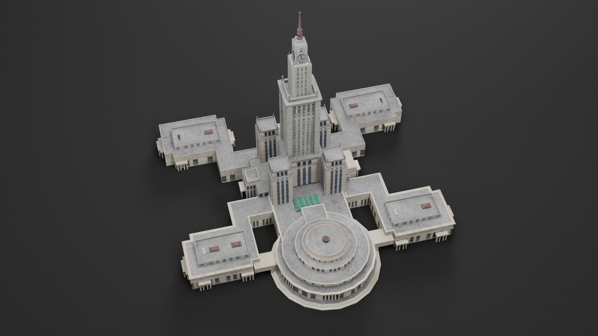Low Poly Palace of Culture and Science WARSAW - Poland Low-poly 3D model_4
