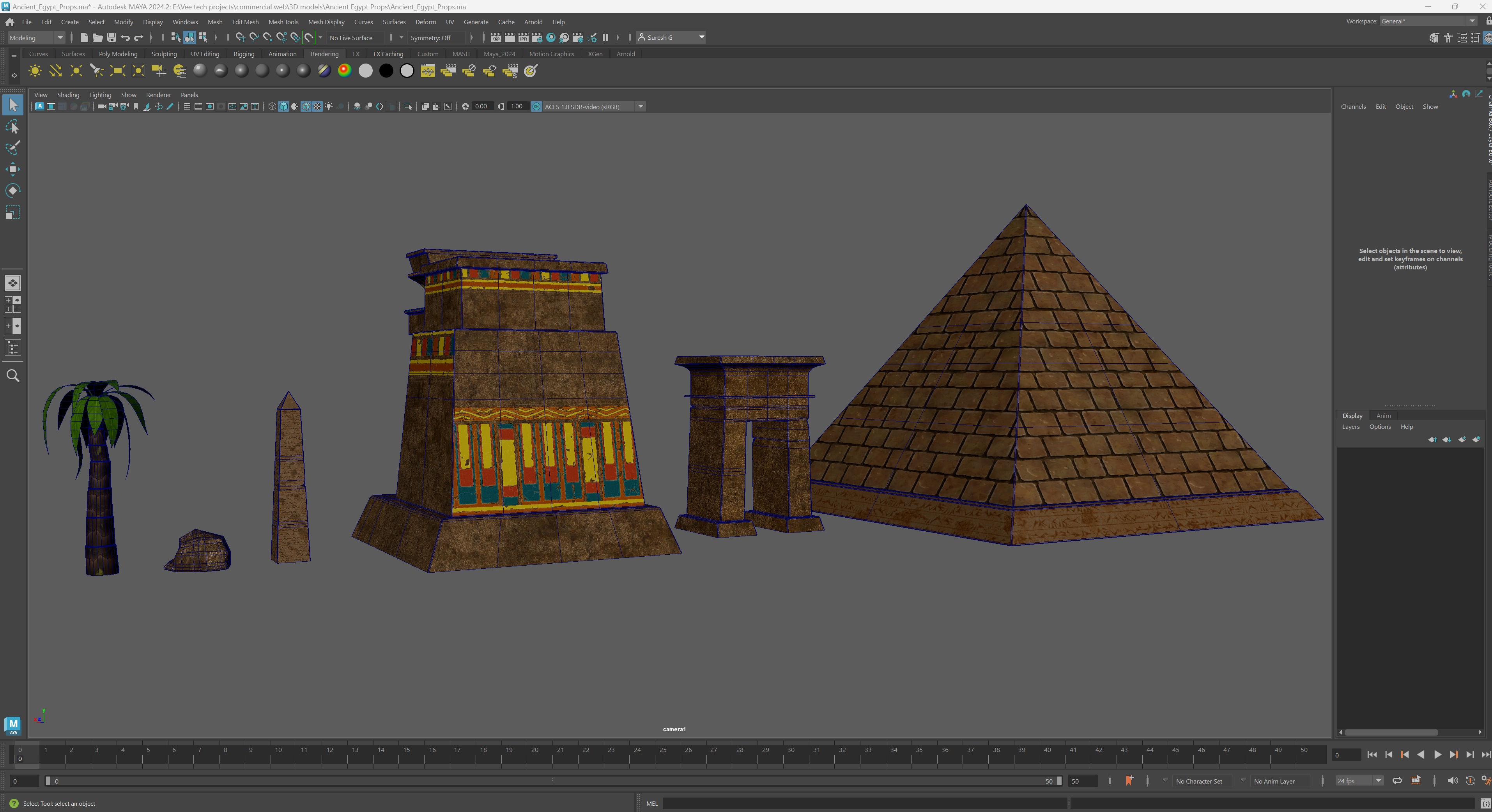 Ancient Egypt Props MAYA and BLENDER Low-poly 3D model_13