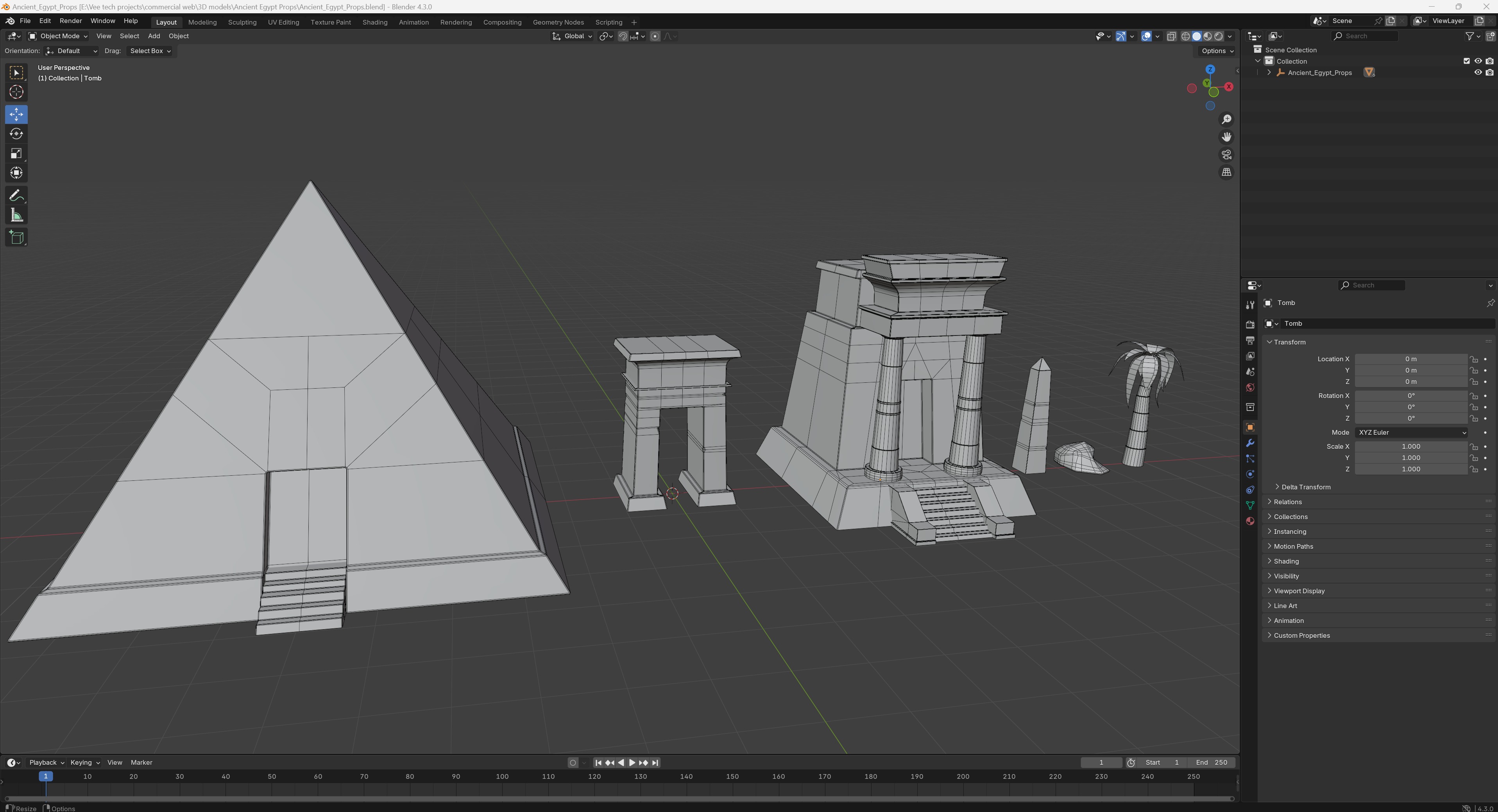 Ancient Egypt Props MAYA and BLENDER Low-poly 3D model_12