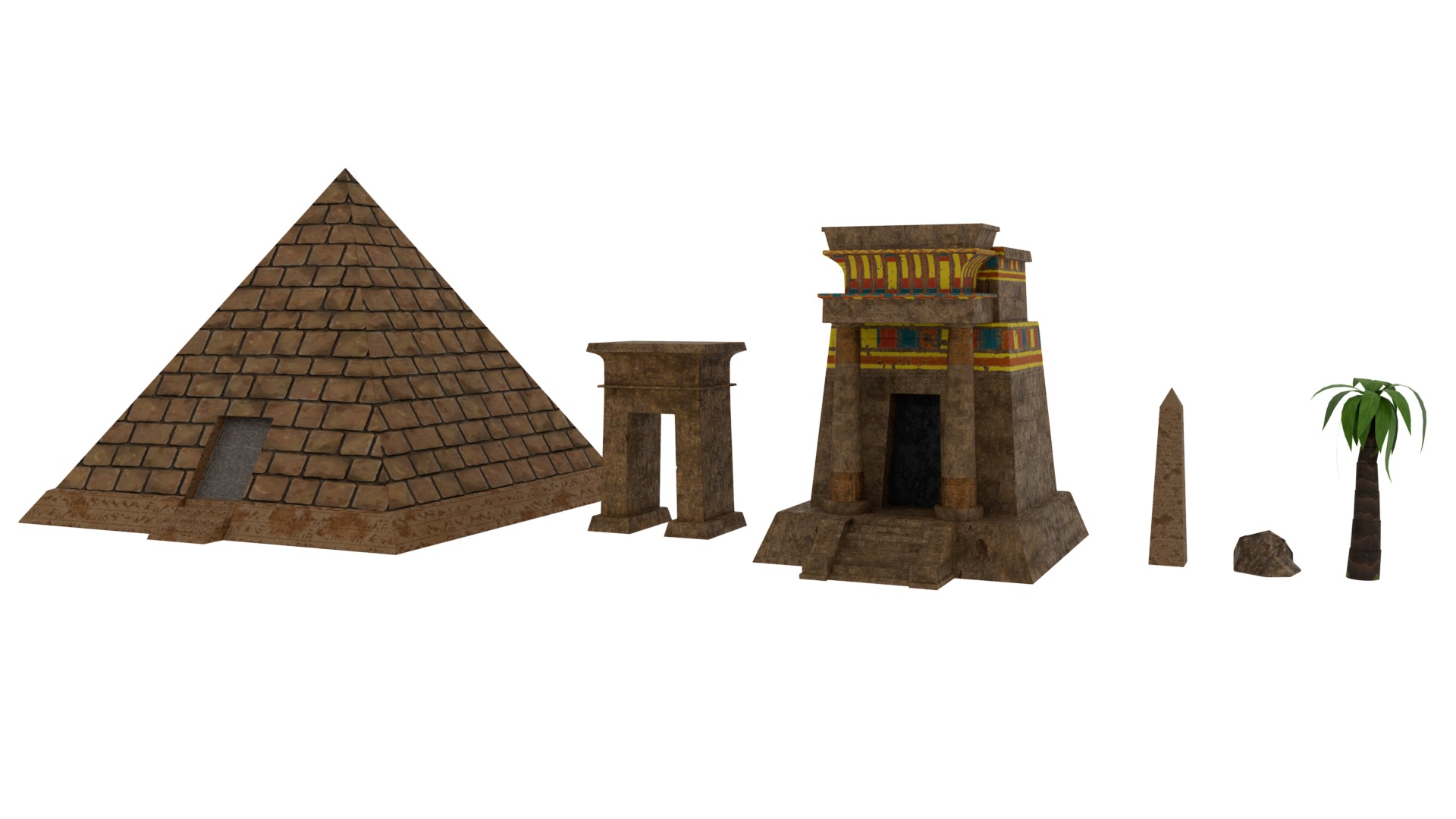Ancient Egypt Props MAYA and BLENDER Low-poly 3D model_1
