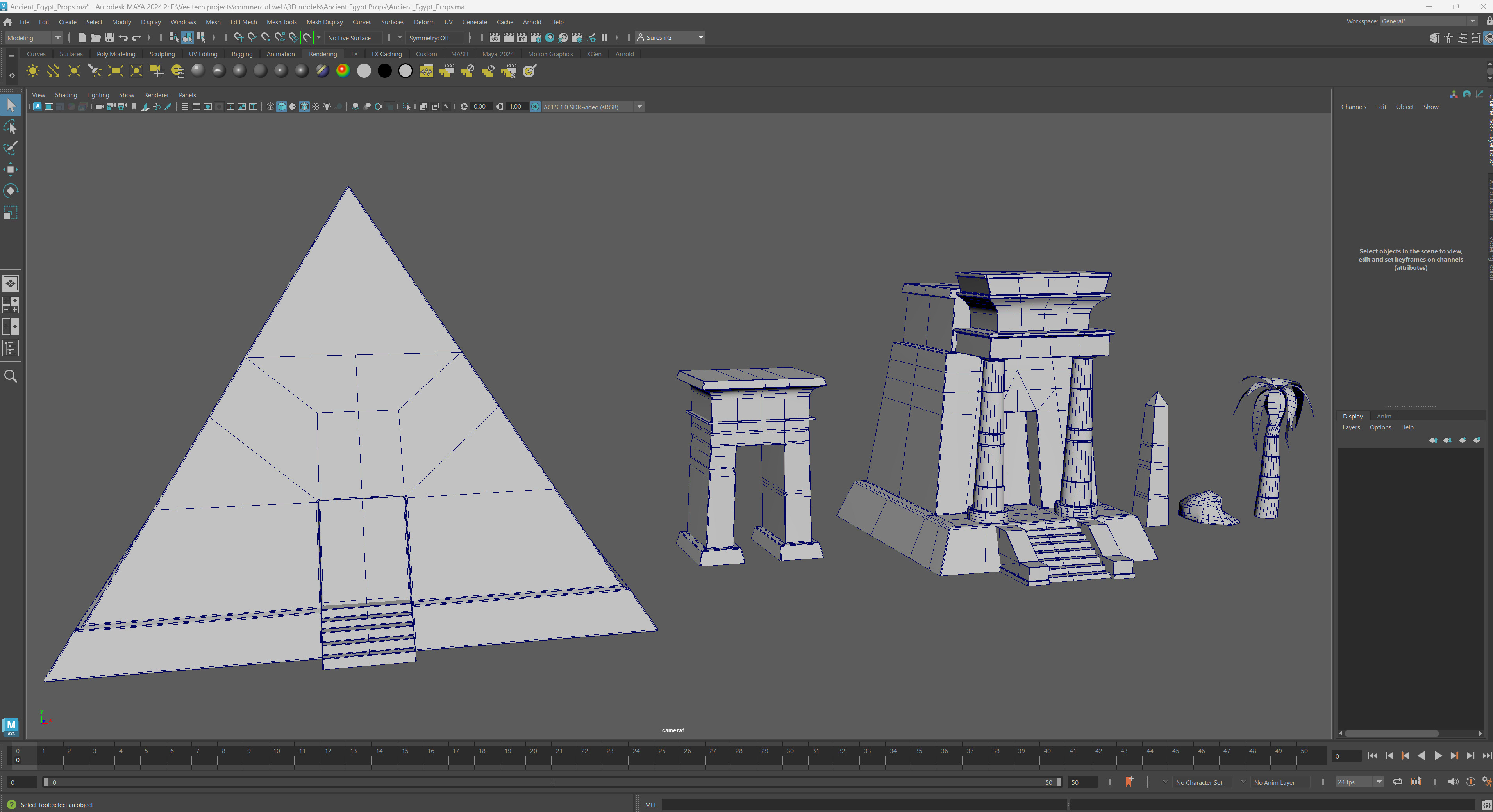 Ancient Egypt Props MAYA and BLENDER Low-poly 3D model_9